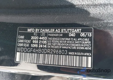 2013 Mercedes-Benz C 250 Luxury/Sport from USA, damaged, VIN WDDGF4HB0DR296803